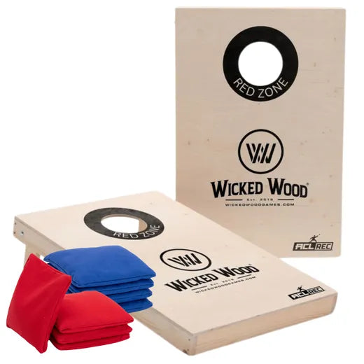 Cornhole Set - 90x60 - Black Red Zone Design Cornhole sets Wicked Wood Games
