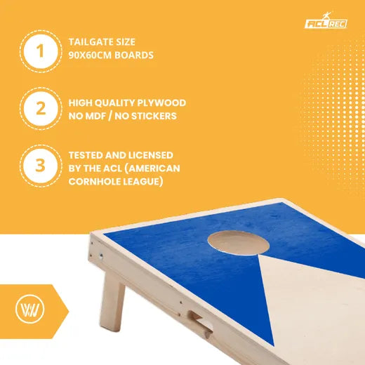 Cornhole Set - 90x60 - Blue Cornhole sets Wicked Wood Games