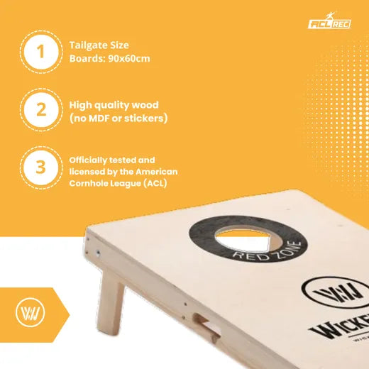 Cornhole Set - 90x60 - Black Red Zone Design Cornhole sets Wicked Wood Games